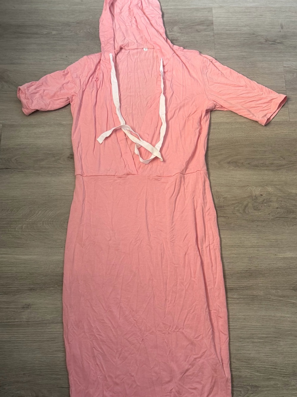 Pink Hooded Sleep Dress with Drawstring